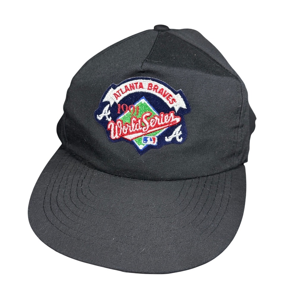 Vintage Atlanta Braves 1991 World Series Hat Mohrs Black Strapback MLB Cap 90s